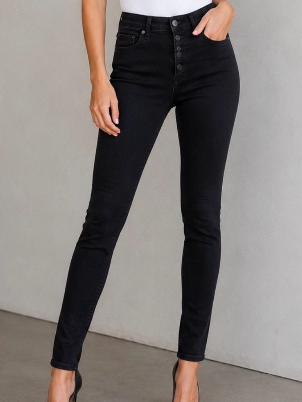 Veronica Beard High-Rise Skinny Black Debbie Buttonfly Jeans Size 25